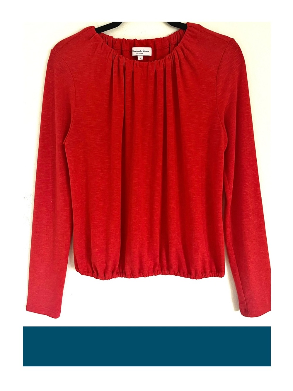Michael Stars Sona Long Sleeve Bubble Top in Red Size M EUC